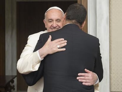 The pope during a meeting with Ecuadorian President Rafael Correa on Tuesday.