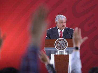 El presidente de México, Andrés Manuel López Obrador, en rueda de prensa en el Palacio Nacional de Ciudad de México