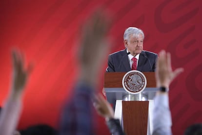 El presidente de México, Andrés Manuel López Obrador, en rueda de prensa en el Palacio Nacional de Ciudad de México