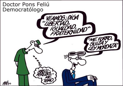 Otro personaje reconocible del mundo de Forges es el del doctor, por cuya consulta pasa toda clase de pacientes.