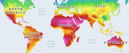 Irradiación horizontal global, una medida de la cantidad de energía solar recibida por año.