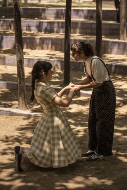 Les germanes Bianca i Caterina, en una reporesentació al parc de l'Estació del Nord, el 2019.