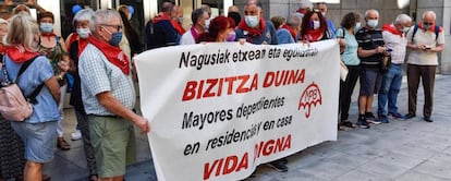 Imagen de una concentración del Movimiento de Pensionistas de Bilbao. 