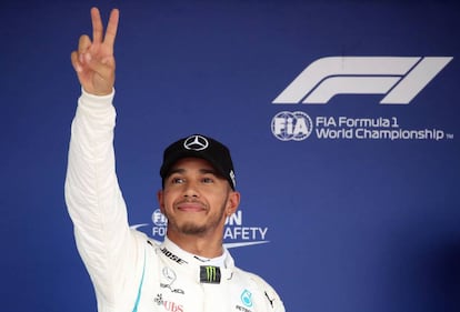 Lewis Hamilton, tras ganar la 'pole' en Suzuka.