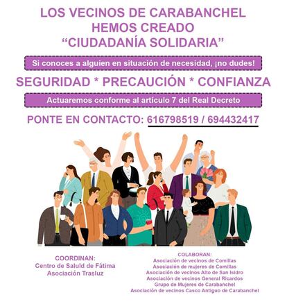 "Ciudadanía Solidaria", red de cuidados de vecinos de Carabanchel