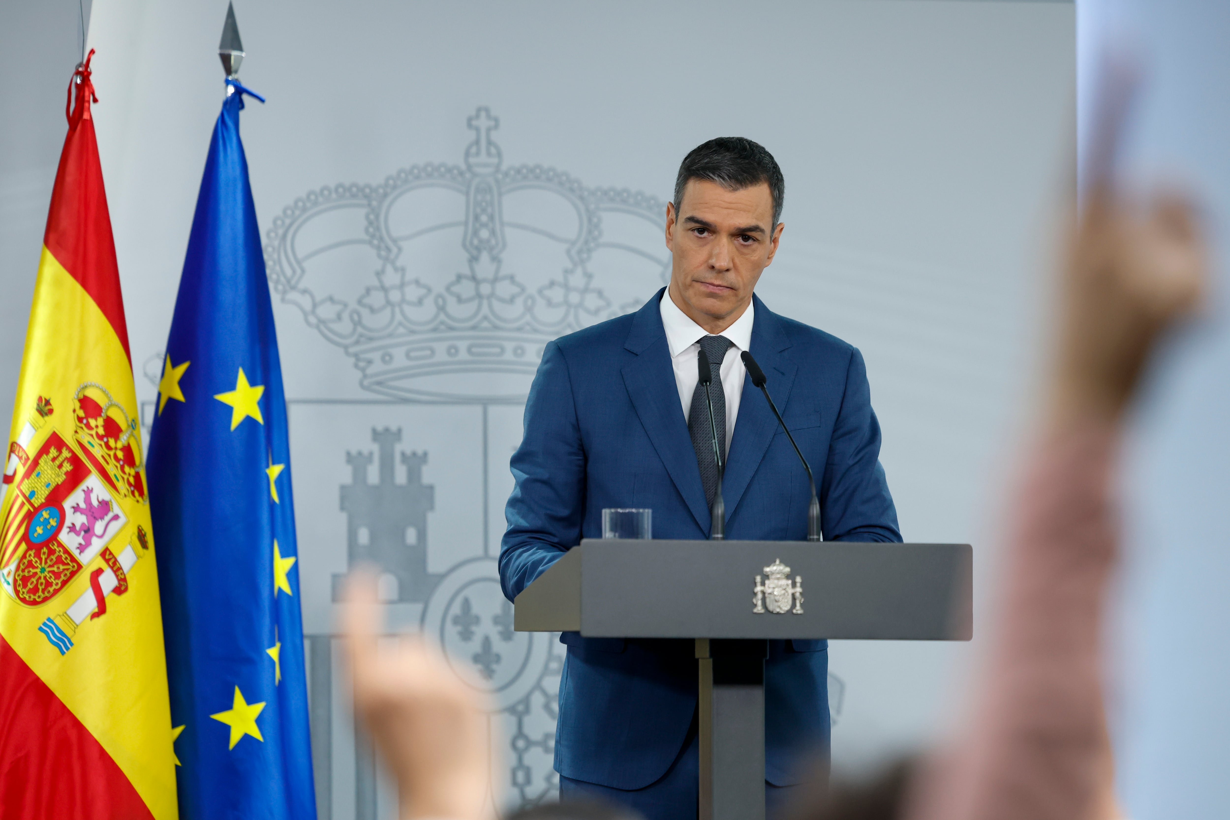 Sánchez, durante la rueda de prensa de este martes en La Moncloa.