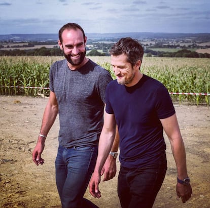 Edourad Bergeon (a izquierda) y Guillaume Canet se han convertido en los adalides de los agricultores franceses
