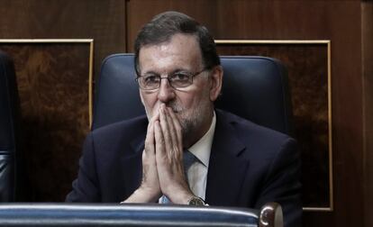 El presidente del Gobierno en funciones, Mariano Rajoy, durante el pleno de constitución de la cámara, el 19 de julio de 2016.