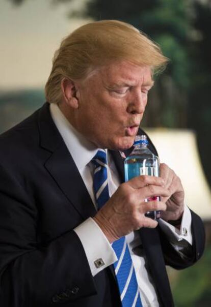 Trump durante la comparecencia este miércoles.