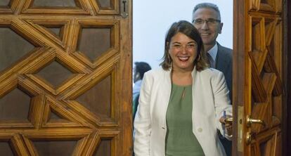 Elena Cort&eacute;s y Miguel &Aacute;ngel V&aacute;zquez, tras el Consejo de Gobierno.