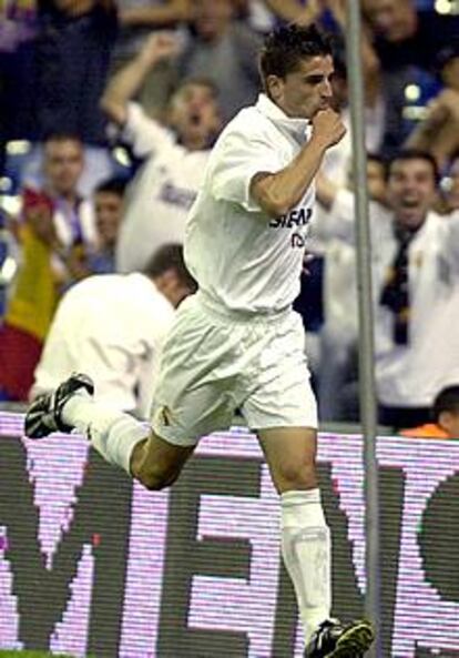 Portillo, tras marcar el segundo gol del Madrid ante el Liverpool en el Torneo del Centenario.