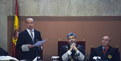 Toma de posesi&oacute;n de Jes&uacute;s Mar&iacute;a Barrientos (i) como presidente del Tribunal Superior de Justicia de Catalu&ntilde;a (TSJC), el pasado a&ntilde;o.