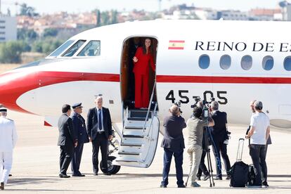 La princesa Leonor, hoy en el aeropuerto de Madrid.