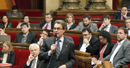 Artur Mas, en la sesión de control de hoy del Parlamento catalán.