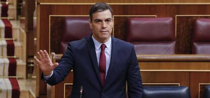 El presidente del Gobierno, Pedro Sánchez en una la sesión de control al ejecutivo en el Congreso.