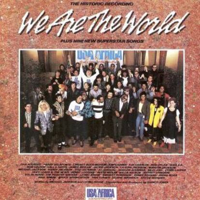 Portada original del disco de USA for Africa 'We are the world'.
