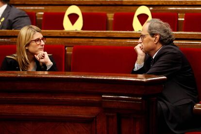 El president Quim Torra i la consellera de Presidència, Elsa Artadi, dijous al Parlament.