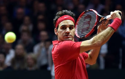 Federer, en una acción del partido contra el francés Richard Gasquet.