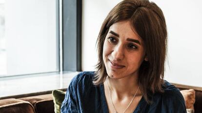 Nadia Murad, durante a entrevista em Berlim.