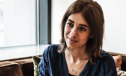 Nadia Murad, durante a entrevista em Berlim.