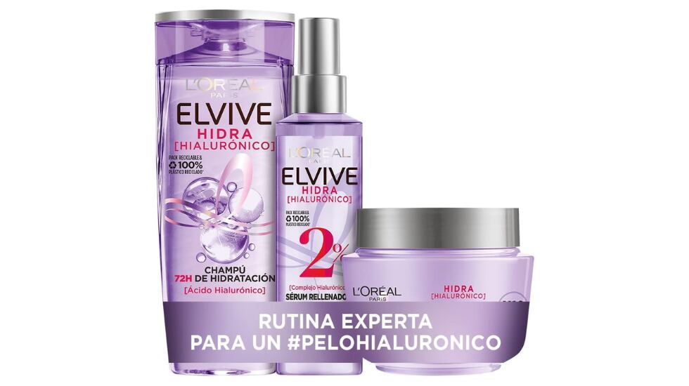 L'Oreal Paris Elvive Hidra Hialurónico -Cofre Champú de 72h Hidratación y Mascarilla 72h Hidratación Intensiva y Sérum Rellenador.