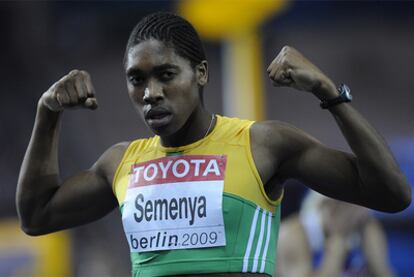Caster Semenya, tras vencer en la prueba de 800 metros en el Mundial de Berlín.