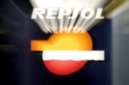 Logotipo de la petrolera espa&ntilde;ola Repsol. 