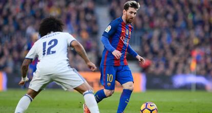 Messi e Marcelo em Barça x Real.