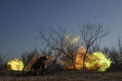 Fuerzas ucranias, en el frente de Zaporiya, el pasado viernes.