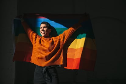 Woman stands for LGBTQIA rights