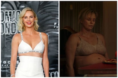 CHARLIZE THERON. No siempre se trata de adelgazar. Para la película ‘Tully’, la actriz Charlize Theron tuvo que engordar más de 22 kilos y medio: “por primera vez en mi vida estaba comiendo un montón de comida procesada y bebiendo mucho azúcar”, reveló la actriz. Dijo que quería tener “el mismo viaje emocional que tenía la protagonista”.