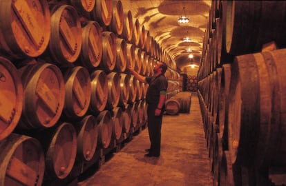 Pasillo de las bodegas Muga.