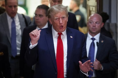 El expresidente Donald Trump, al dejar el tribunal de Nueva York que juzga el caso civil por fraude, la semana pasada.