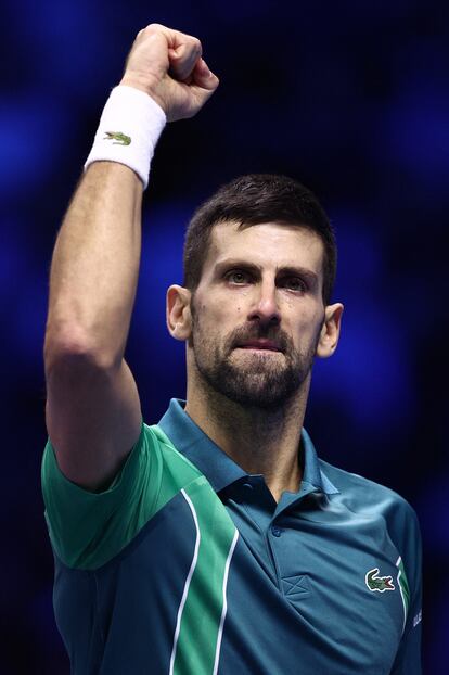 Djokovic celebra un punto durante la final.