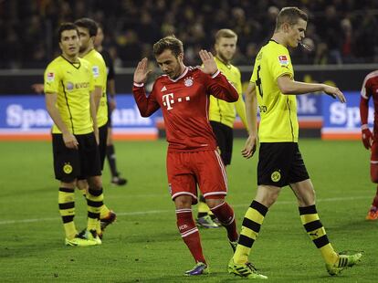 Goetze, no celebra su gol, el 0 a 1 ante su exequipo el Borussia