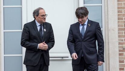 Torra i Puigdemont, aquest divendres a Waterloo. 