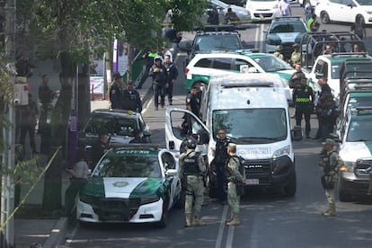Elementos de seguridad en Ciudad de México, el 20 de mayo 2025.