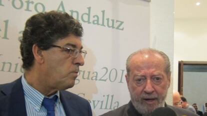 Valderas y Rodr&iacute;guez Villalobos, este lunes en la inauguraci&oacute;n del primer Foro Andaluz del agua.