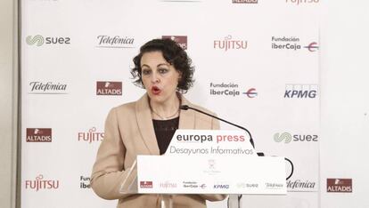 La ministra de Trabajo, Magdalena Valerio, en el Desayuno Informativo de Europa Press.