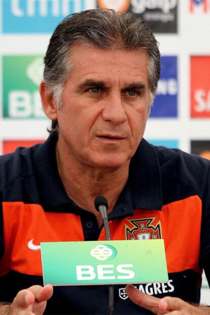 Carlos Queiroz, durante una rueda de prensa en la concentración con Portugal.