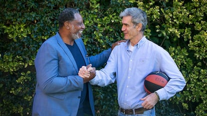 Audie Norris y Antonio Martín, antes de la charla en la sede de la ACB en Barcelona.