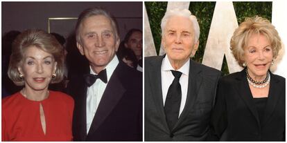 Si hay que hablar de matrimonio duradero no puede faltar el de los actores Kirk Douglas (101) y Anne Buydens (98), que llevan casi 64 años casados. Antes de Anne, Kirk ya había estado casado con la actriz estadounidense Diana Webster, con la que tuvo a sus dos hijos mayores, Michael y Joel. El matrimonio solo duró siete años. Se divorciaron en 1951 como consecuencia de las infidelidades del actor, que no ha dudado en reconocer en diferentes entrevistas e incluso en sus propias memorias que siempre ha sido un mujeriego. Tres años más tarde se casó con Anne Buydens, la mujer que, en sus palabras, “le ha dado la estabilidad” y, además, dos hijos más, Eric y Peter. “Tuve la suerte de encontrar a mi alma gemela y creo que nuestro matrimonio es maravilloso”, dijo el actor en una entrevista a la revista 'Closer'.