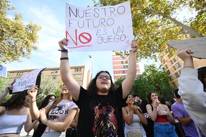 Manifestación de estudiantes, este jueves en Murcia. 