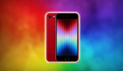 iPhone SE con fondo d colores