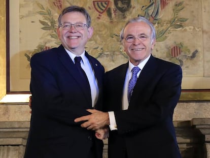 Ximo Puig e Isidro Fainé durante su entrevista este viernes en Valencia.