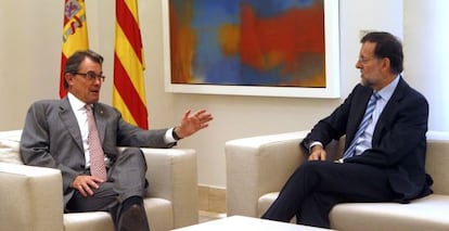 Mas y Rajoy, durante la reunión en La Moncloa.