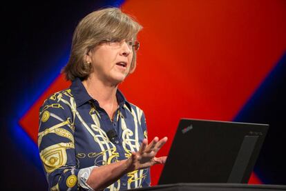 Mary Meeker durante la presentaci&oacute;n de su informe en la conferencia Code.