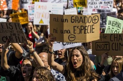 Protesta en Madrid contra la inacción frente al cambio climático en marzo.