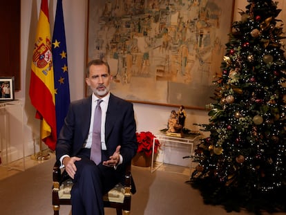 Felipe VI ofrece el tradicional discurso de Nochebuena desde el palacio de la Zarzuela, el viernes.