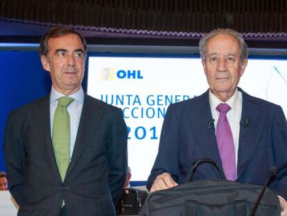 El presidente de OHL, Juan Villar-Mir, junto al primer accionista, Juan Miguel Villar Mir.